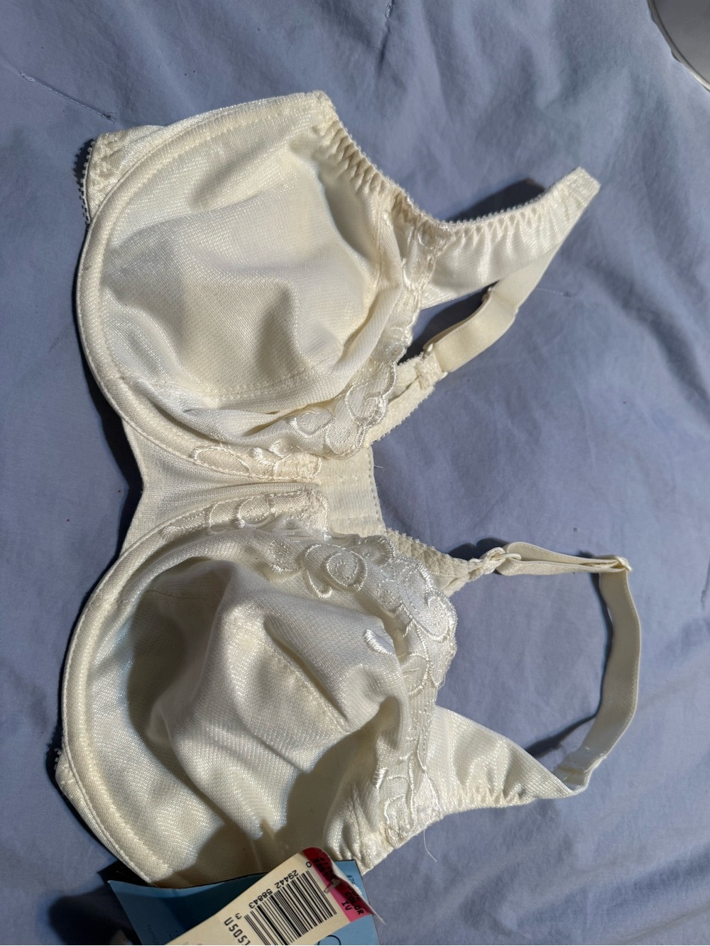 Olga Cream Lace-Trim Full Coverage Bra